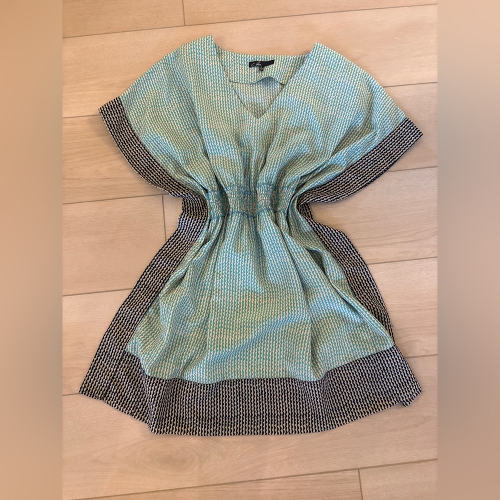 C. Luce Teal Wave-Print Dress